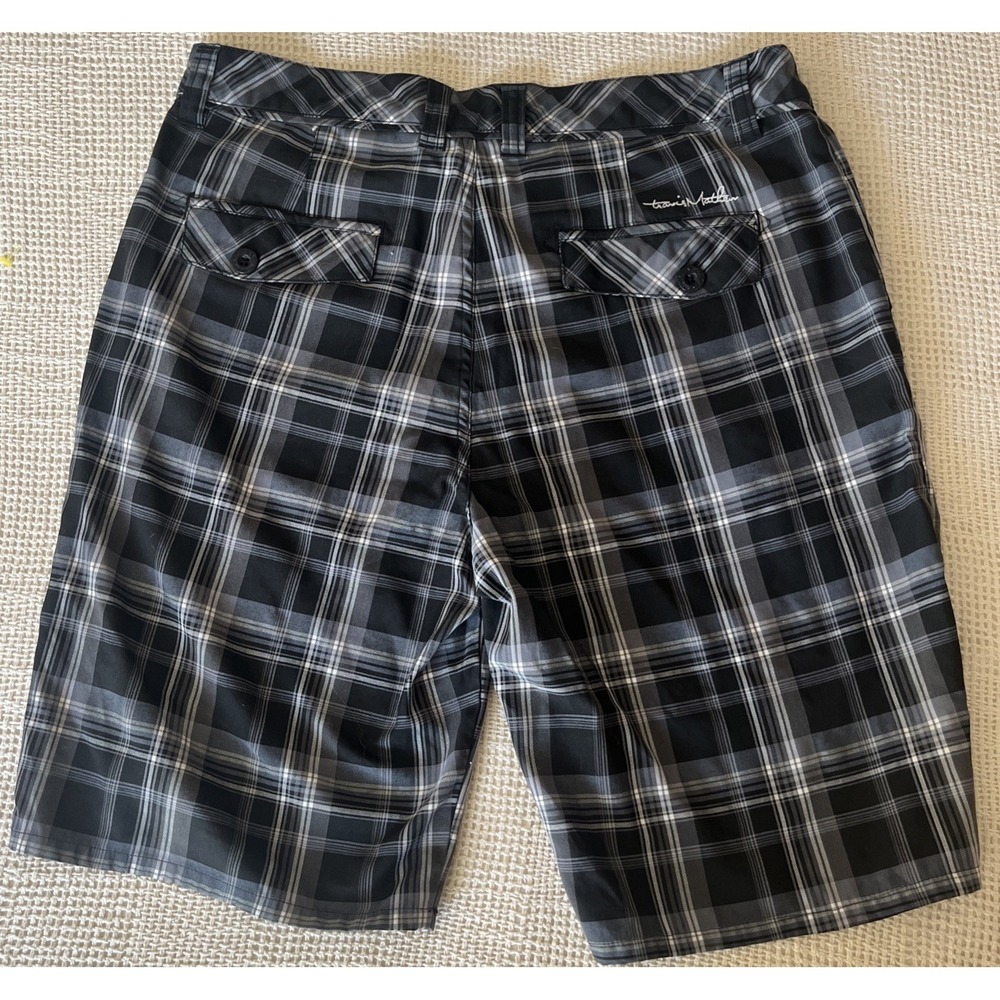 Travis Mathew Shorts Black Gray Plaid Performance Golf Stretch Mens 32 x 10‎ - Picture 5 of 7